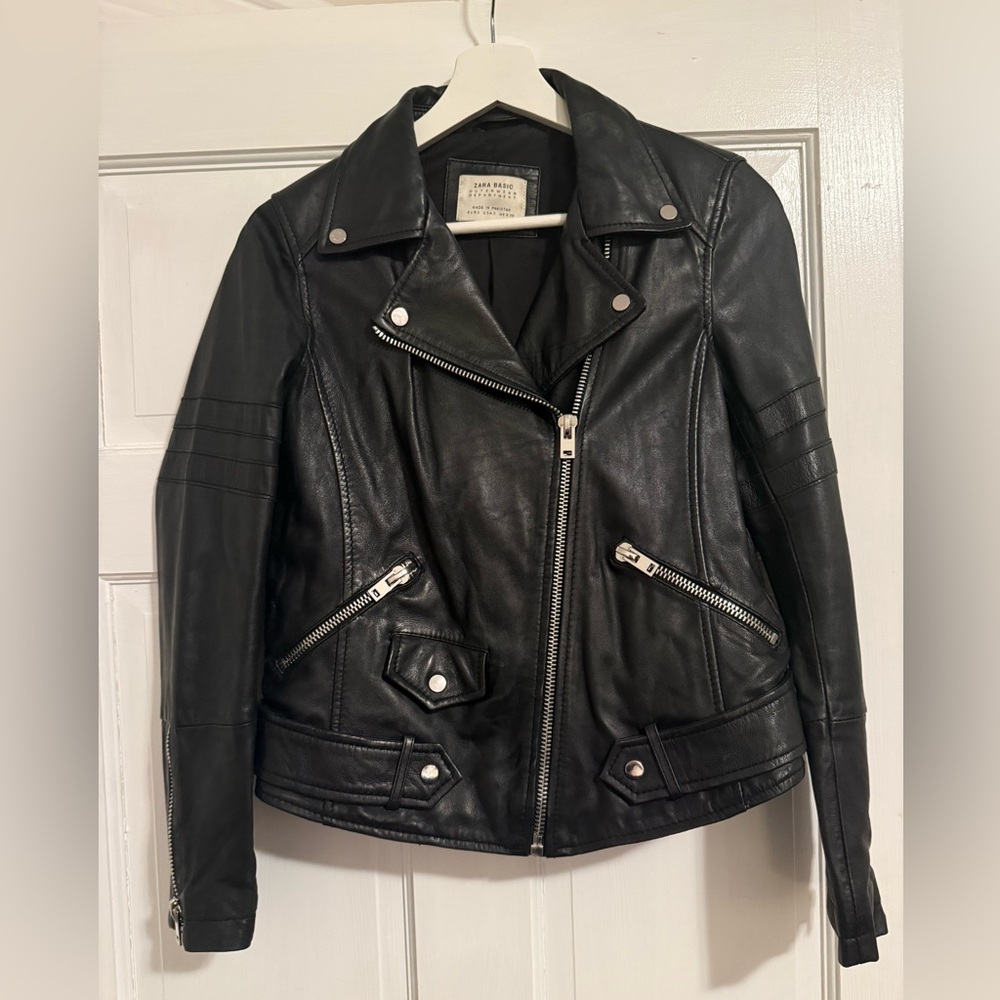 Zara Genuine Leather Motorcycle Jacket